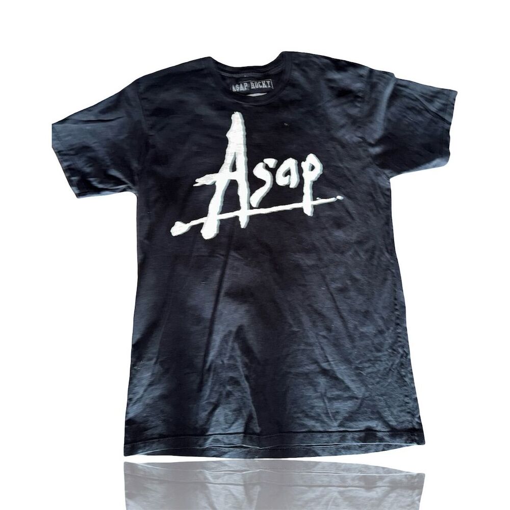 A$AP Rocky Men's Black Graphic T-Shirt Size L Streetwear Music Tee